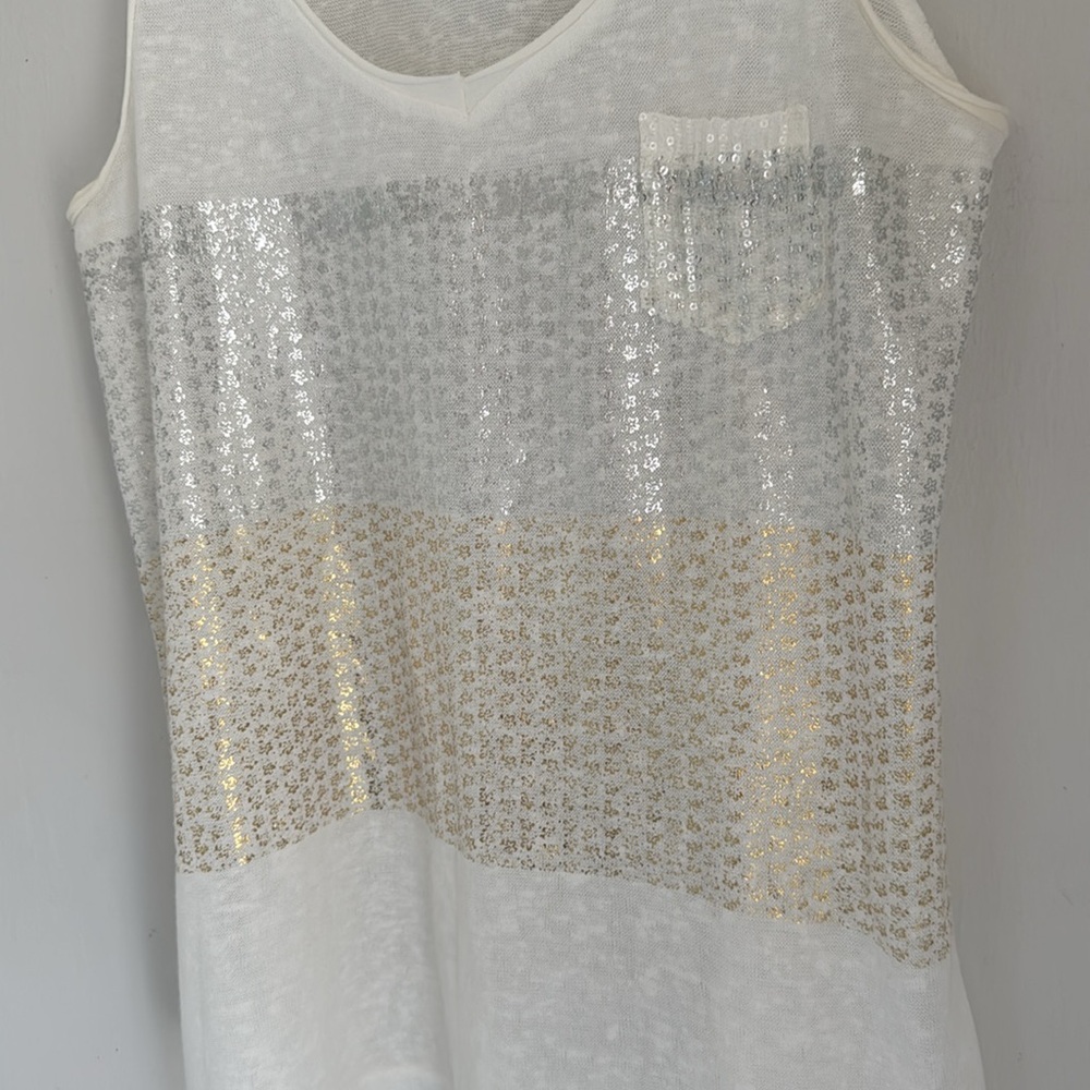 Tempo Paris White and Silver Tank Top - Picture 6 of 9